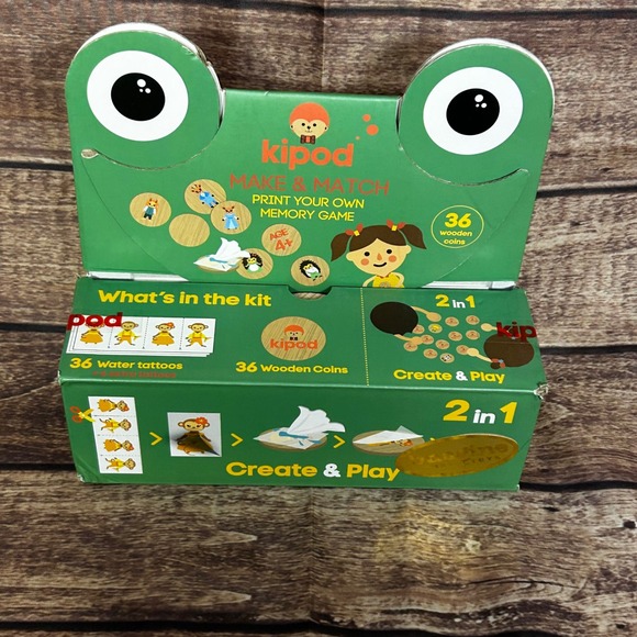 Kipod Other - Kipod Make & Match Print Your Own Memory Game 36 Wooden Coins DIY Kids Craft Kit
